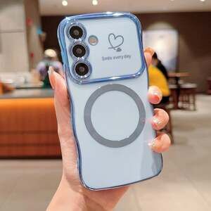 Blue Wave Frame Magnetic Phone Case for Samsung Galaxy with Heart Detail